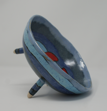 Load image into Gallery viewer, Round three legged bowl with red fish