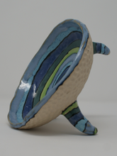 Load image into Gallery viewer, Gorgeous blues and greens tripod bowl