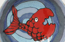 Load image into Gallery viewer, Round three legged bowl with red fish