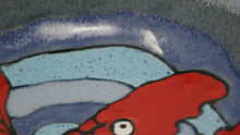 Load image into Gallery viewer, Round three legged bowl with red fish