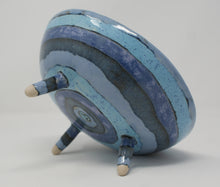 Load image into Gallery viewer, Round three legged bowl with yellow fish