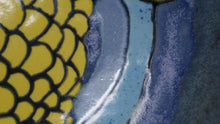 Load image into Gallery viewer, Round three legged bowl with yellow fish
