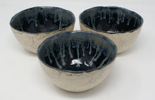 Load image into Gallery viewer, Set of Three Gorgeous Black and Glacier Blue Bowls