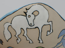 Load image into Gallery viewer, Beautiful madly colourful serving bowl with horses, medium-large