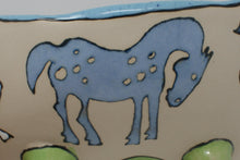 Load image into Gallery viewer, Beautiful madly colourful serving bowl with horses, medium-large