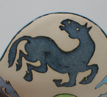 Load image into Gallery viewer, Beautiful madly colourful serving bowl with horses, medium-large