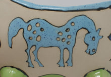 Load image into Gallery viewer, Beautiful madly colourful serving bowl with horses, medium-large