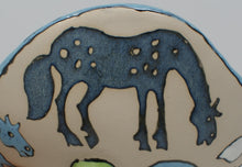 Load image into Gallery viewer, Beautiful madly colourful serving bowl with horses, medium-large