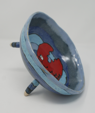 Load image into Gallery viewer, Round three legged bowl with red fish