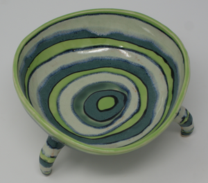 Spring green tripod bowl