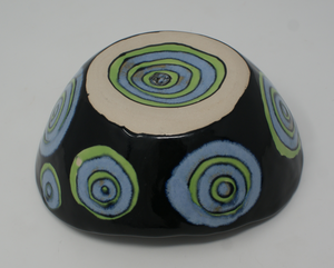 Blue-green and black chunky bowl