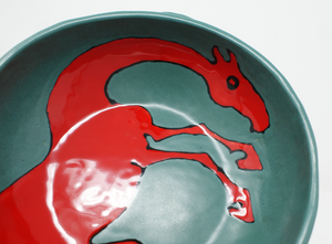 Mighty Red horse Bowl with Handles