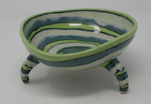 Spring green tripod bowl