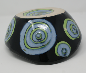 Blue-green and black chunky bowl