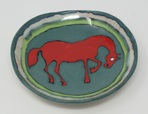 Pretty little red horse plate/bowl