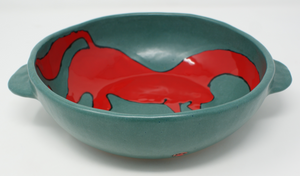 Mighty Red horse Bowl with Handles