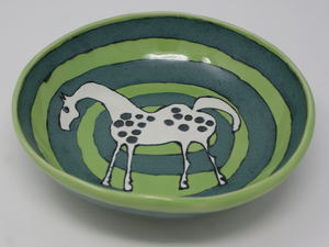 Gorgeous white horse bowl