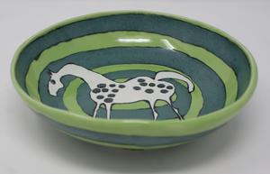 Gorgeous white horse bowl