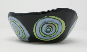 Blue-green and black chunky bowl