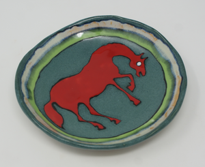 Pretty little red horse plate/bowl