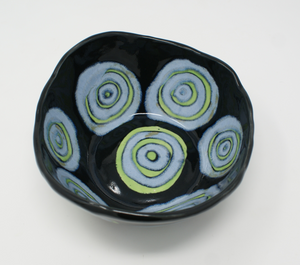 Blue-green and black chunky bowl