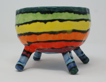 Load image into Gallery viewer, Delightful colourful pinched four legged bowl
