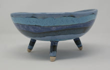 Load image into Gallery viewer, Round three legged bowl with yellow fish
