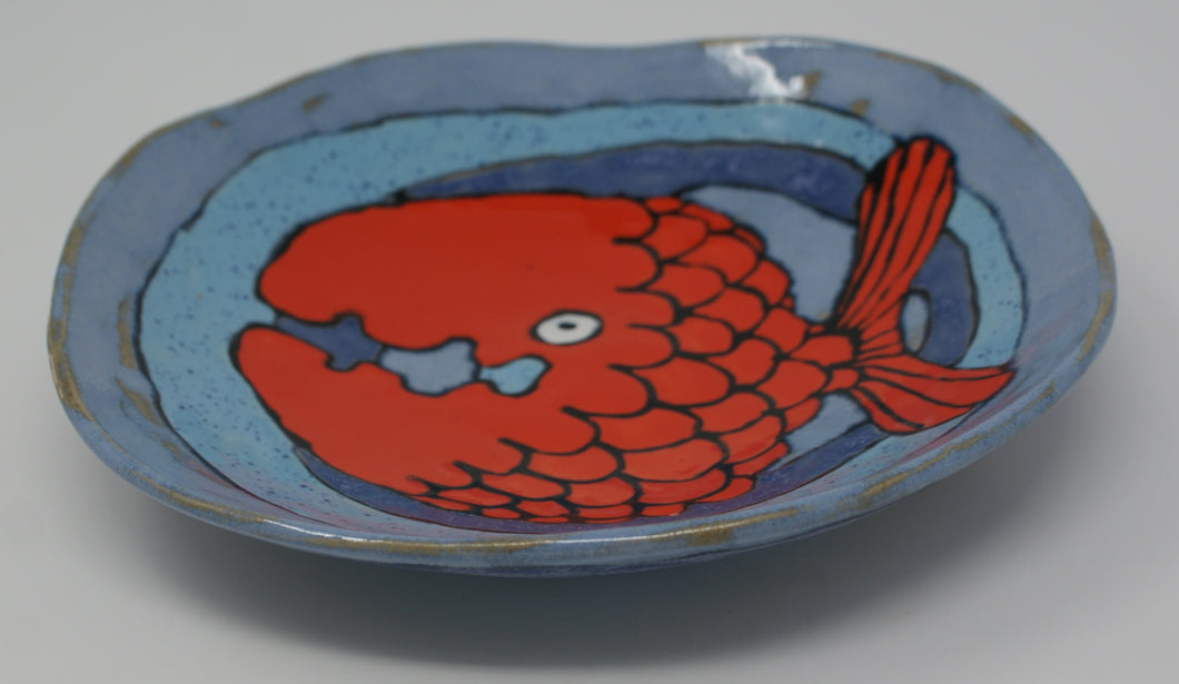 Beautiful red fish plate-bowl