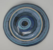 Load image into Gallery viewer, Blue medium platter/ bowl with yellow fish
