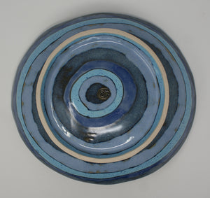 Blue medium platter/ bowl with yellow fish