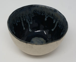 Set of Three Gorgeous Black and Glacier Blue Bowls