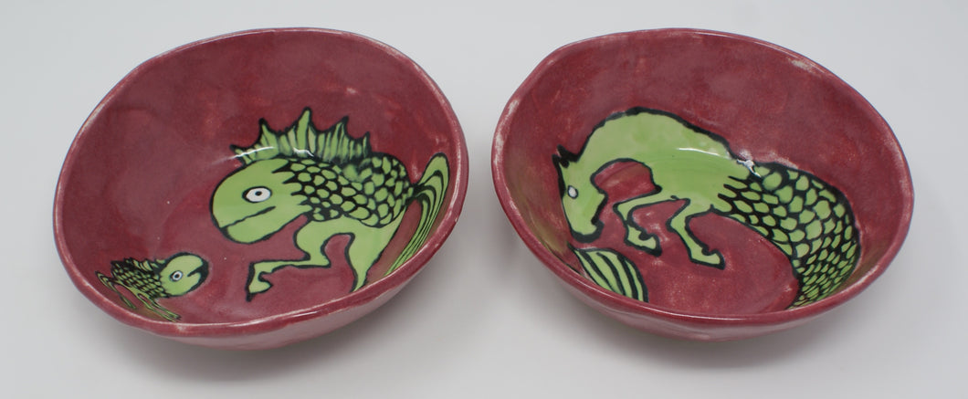 Reversed Seahorse and Seahorse set of two bowls