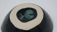 Load image into Gallery viewer, Black bowl with green fish
