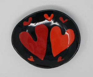 Red hearted small bowl/plate