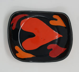 Red-orange hearts square dish