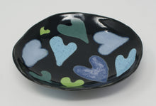 Load image into Gallery viewer, Blue -green hearts round plate
