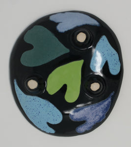 Blue -green hearts round plate